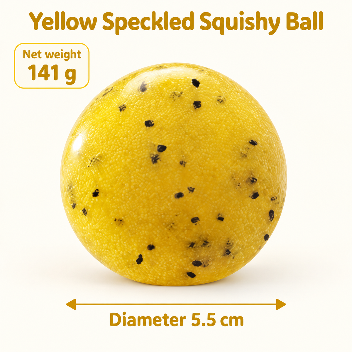 Yellow Squishy Ball with Black Speckles for Squeeze Play · mproduct-b99d73345096ead3b975