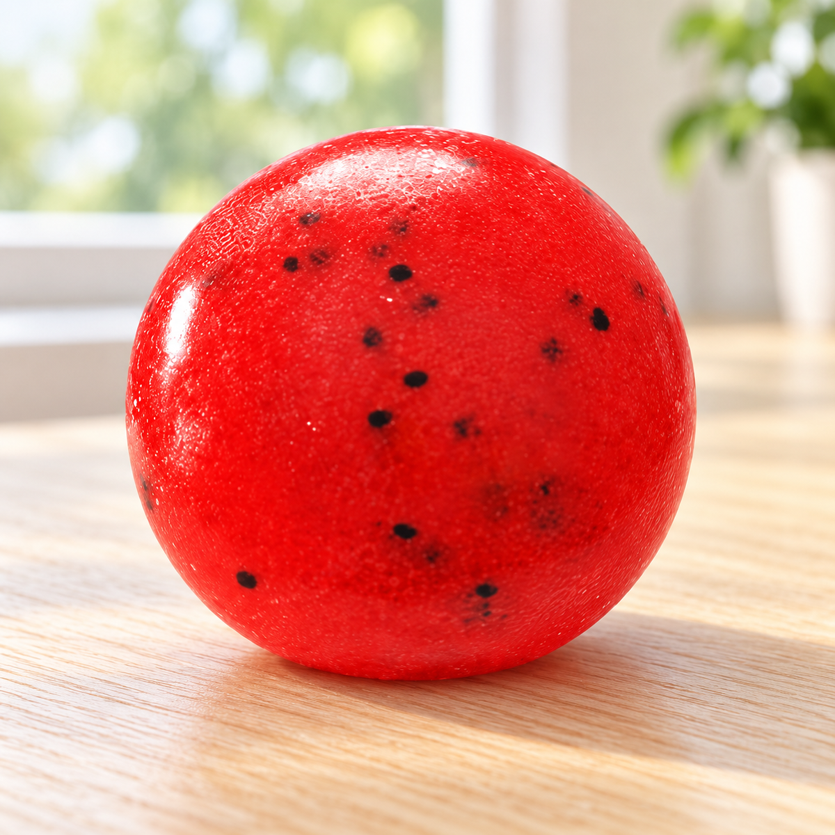 Red Squishy Ball with Black Speckles for Squeeze Play · mproduct-b9a7808e02811dab3854