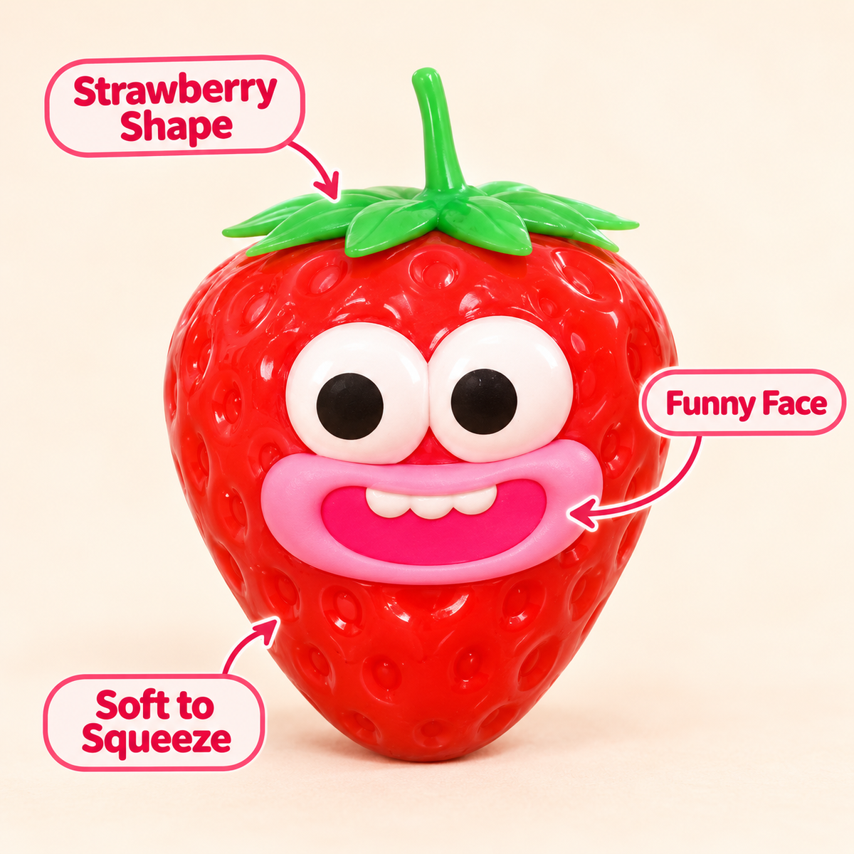 Strawberry Crunchy Squishy Toy with a Smiling Face and Leaf Top · mproduct-c0cfcdb8746aef6cfc3d