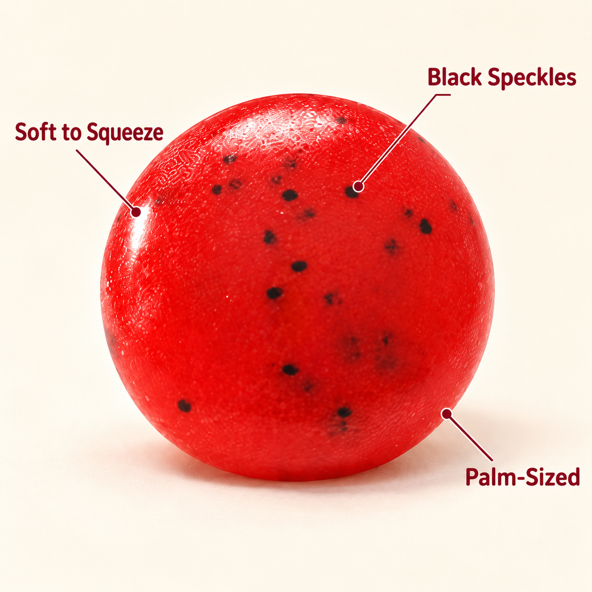 Red Squishy Ball with Black Speckles for Squeeze Play · mproduct-c3555d8099afd4a351bf