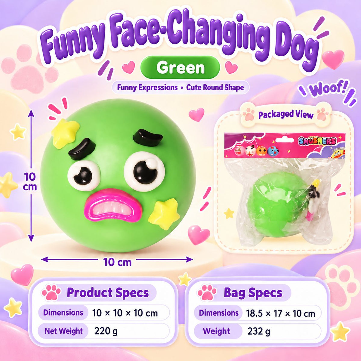 Funny Dog Face Change Squishy 10 cm Five Colors · mproduct-c3d310c70d6ebd4cbbbe