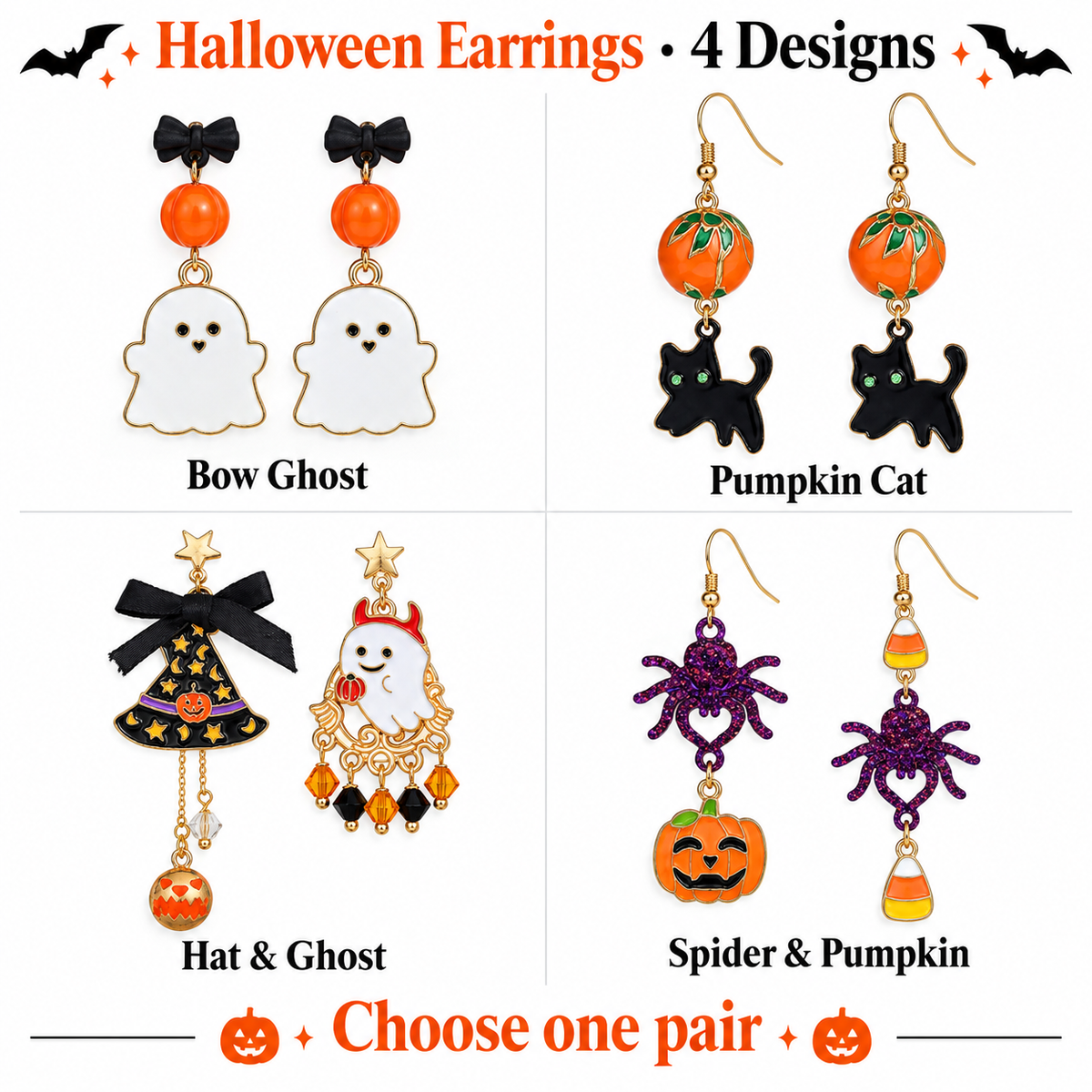 Halloween Ghost Pumpkin Earrings Collection Four Designs · mproduct-c424bffab303723c9862