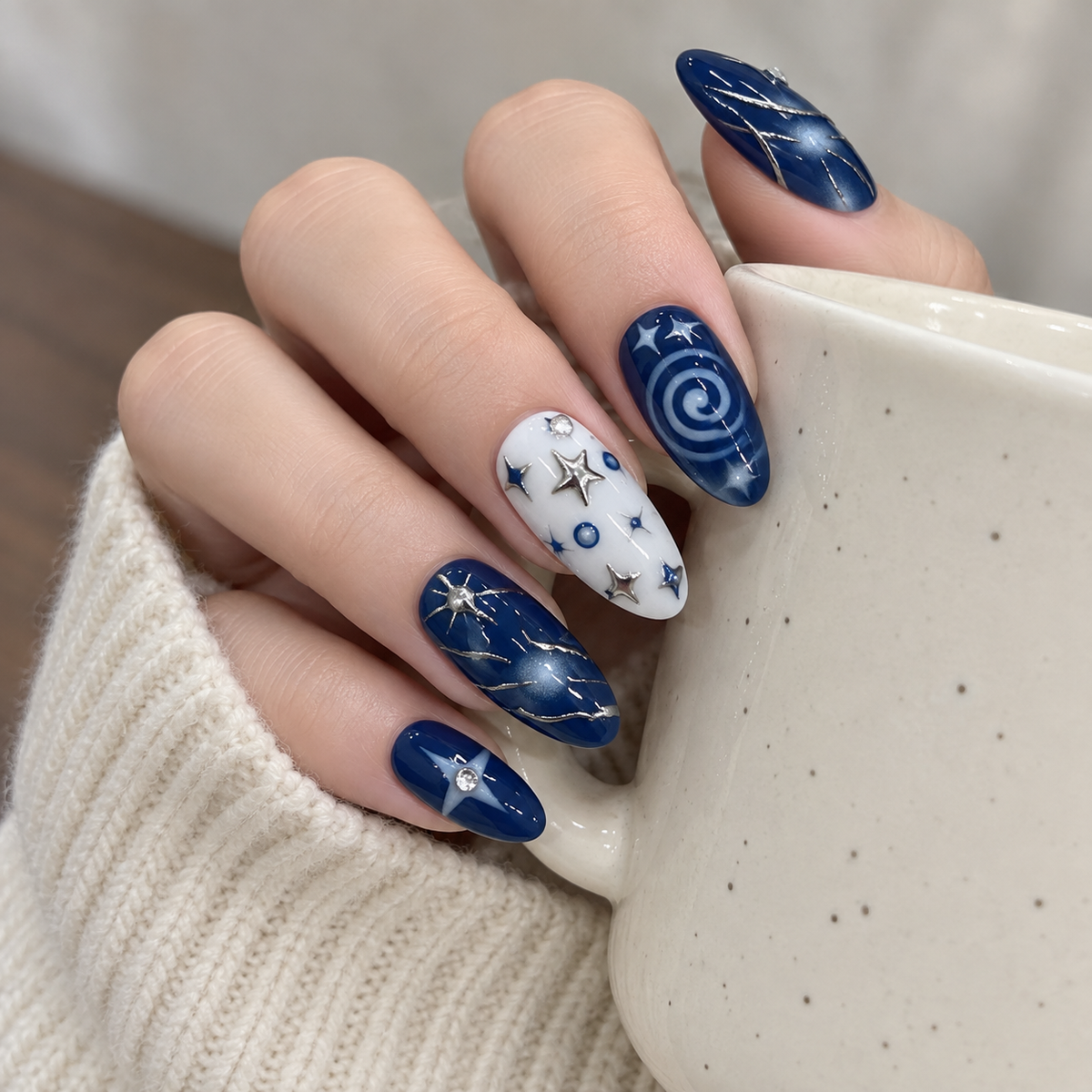 Deep Sea Silver Star Trail Press On Nail Set · mproduct-c5fdfd9ce92f6b322d0f