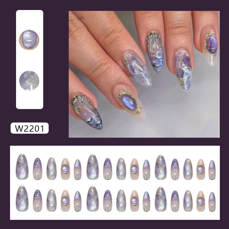 Blue Purple Galaxy Cat Eye Press On Nail Set · mproduct-c89e0aa02b528f48feef
