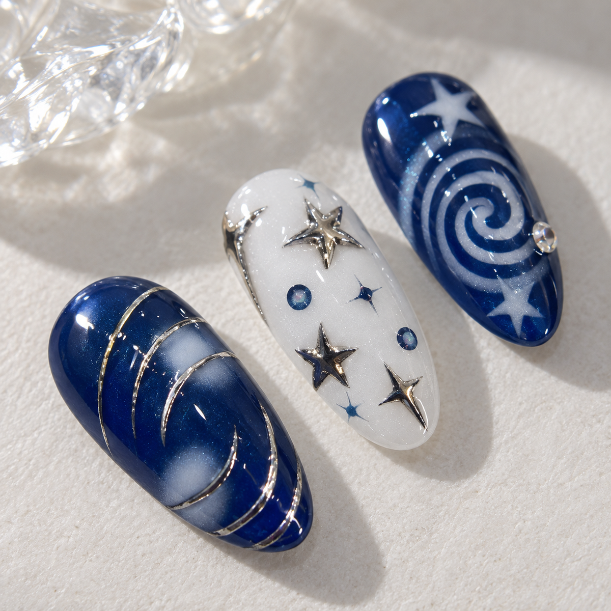 Deep Sea Silver Star Trail Press On Nail Set · mproduct-ca30362c98d4811ca7fe