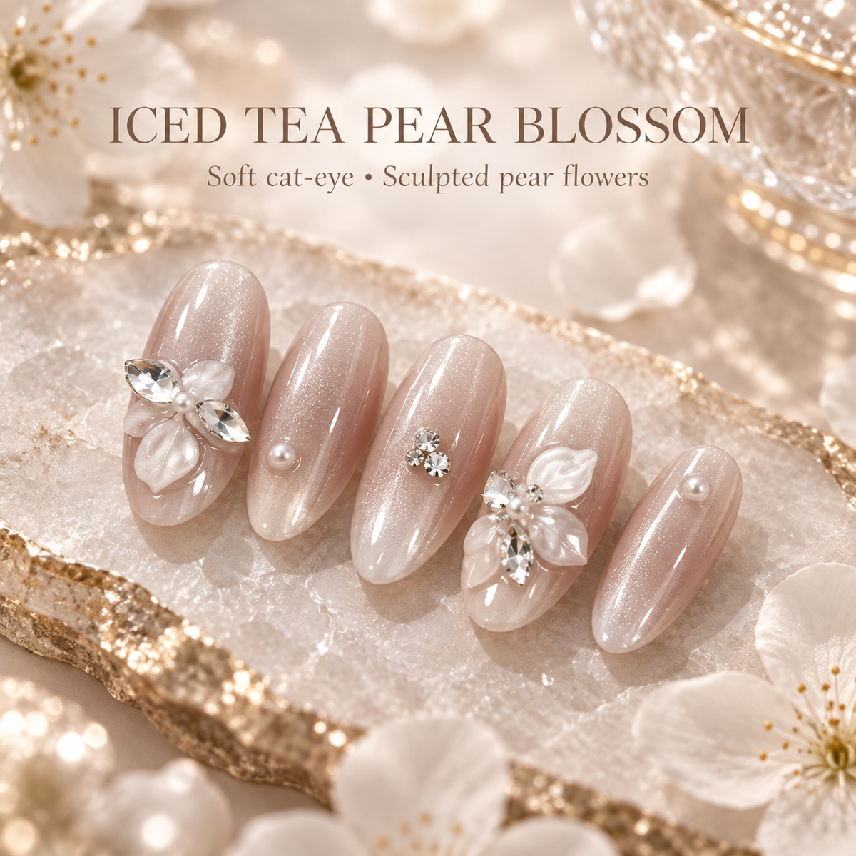 Iced Tea Pear Blossom Cat Eye Press On Nail Set · mproduct-ce7c619512f238652db4