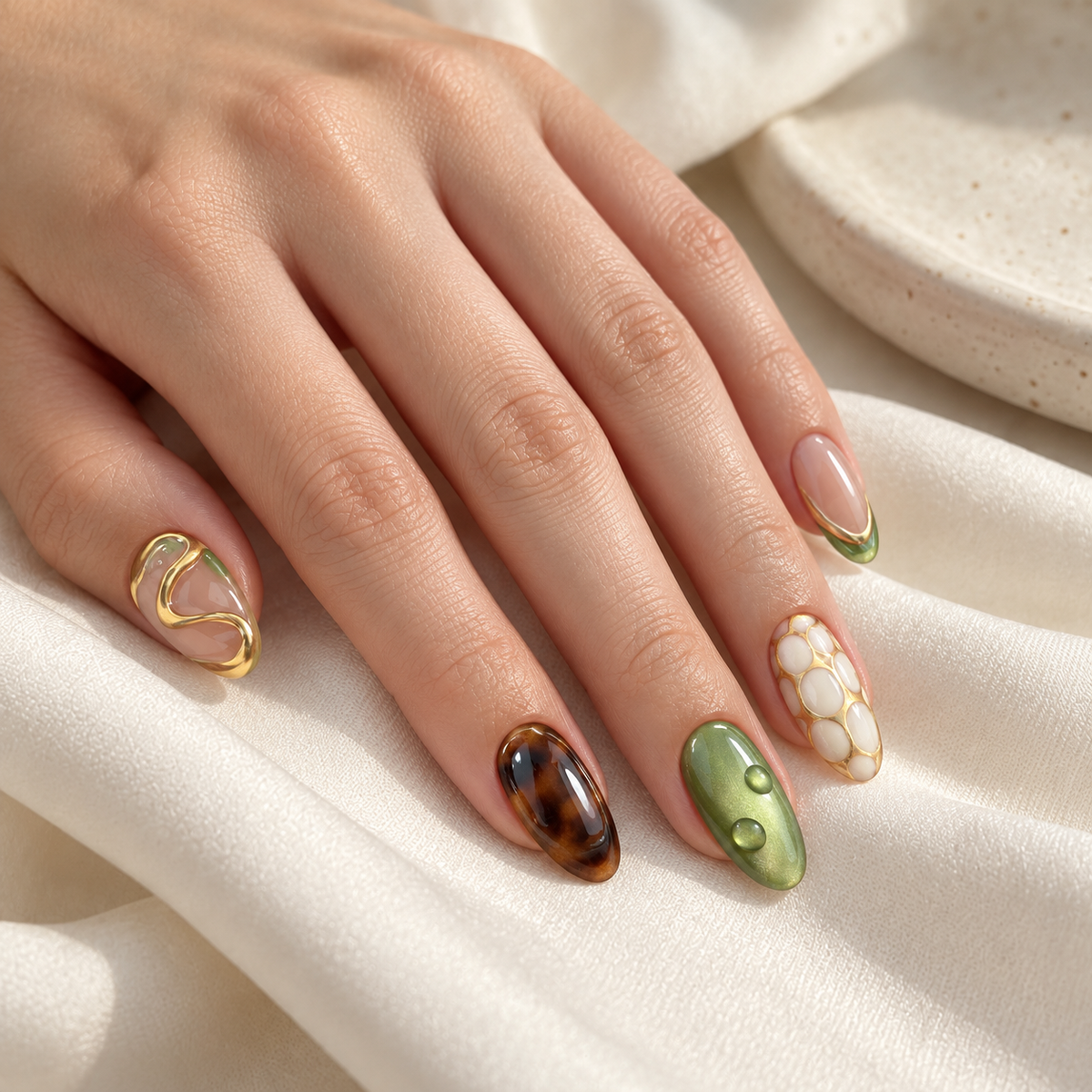 Gilded Emerald Cat Eye Press On Nail Set · mproduct-ceae2f5bd2683ed13936