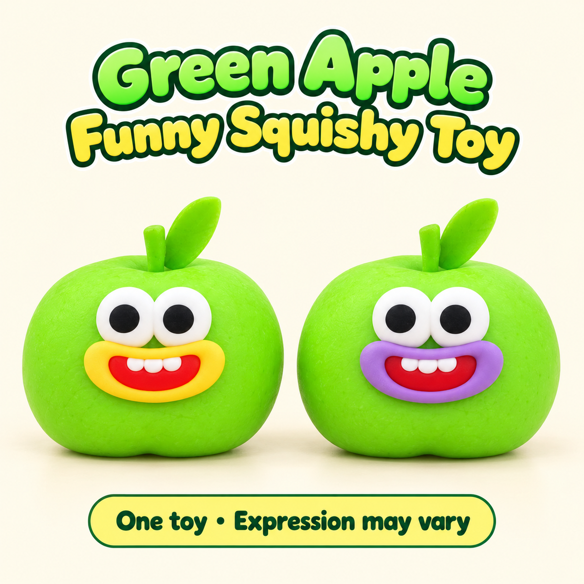 Green Apple Crunchy Squishy Toy with a Stem and a Funny Face · mproduct-cf6fdb081c1dace04344
