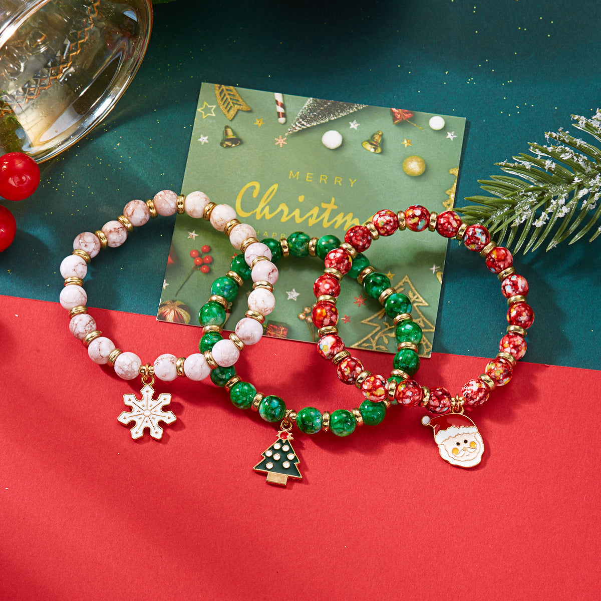 Christmas Beaded Bracelets Three Colors · mproduct-d01c1c98554ec21b1098
