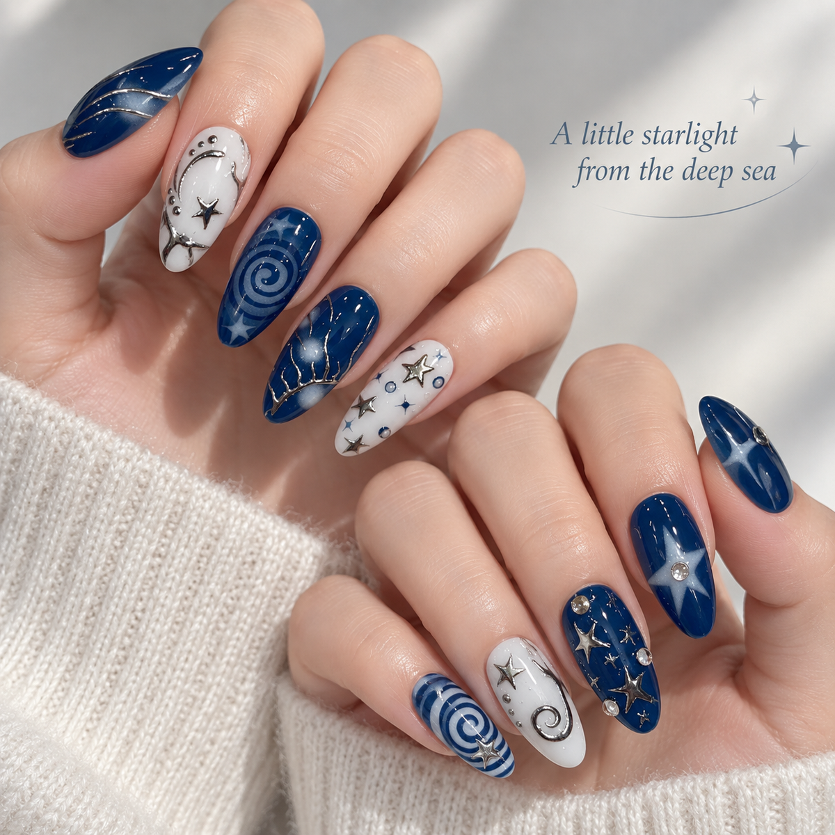 Deep Sea Silver Star Trail Press On Nail Set · mproduct-d104041943abd4cb1bf4