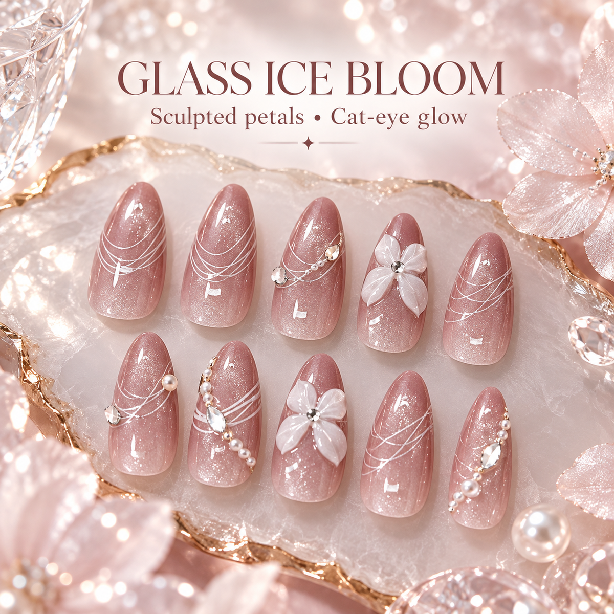 Crystal Ice Blossom Cat Eye Press On Nail Set · mproduct-d15ae0b02723b1ef5272