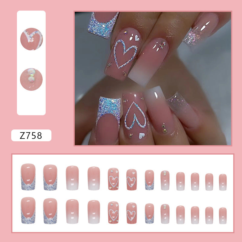Heart Glitter White Ombre French Press On Nail Set · mproduct-d24d3bc9ff1e157c6d13