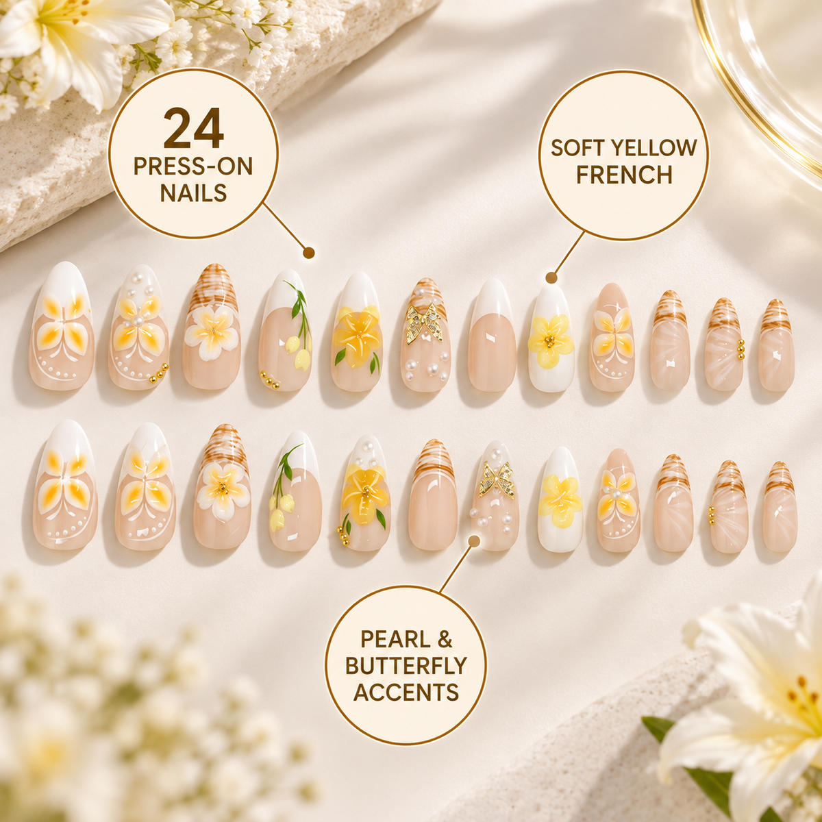 Creamy Butterfly Lily Pearl Press On Nail Set · mproduct-d63dc6b19626eac843ca