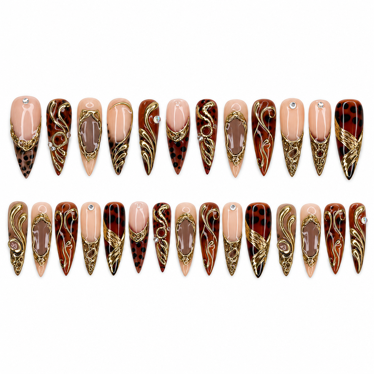 Amber Gilded Crystal Almond Press On Nail Set · mproduct-d68826089fcb0548ed12