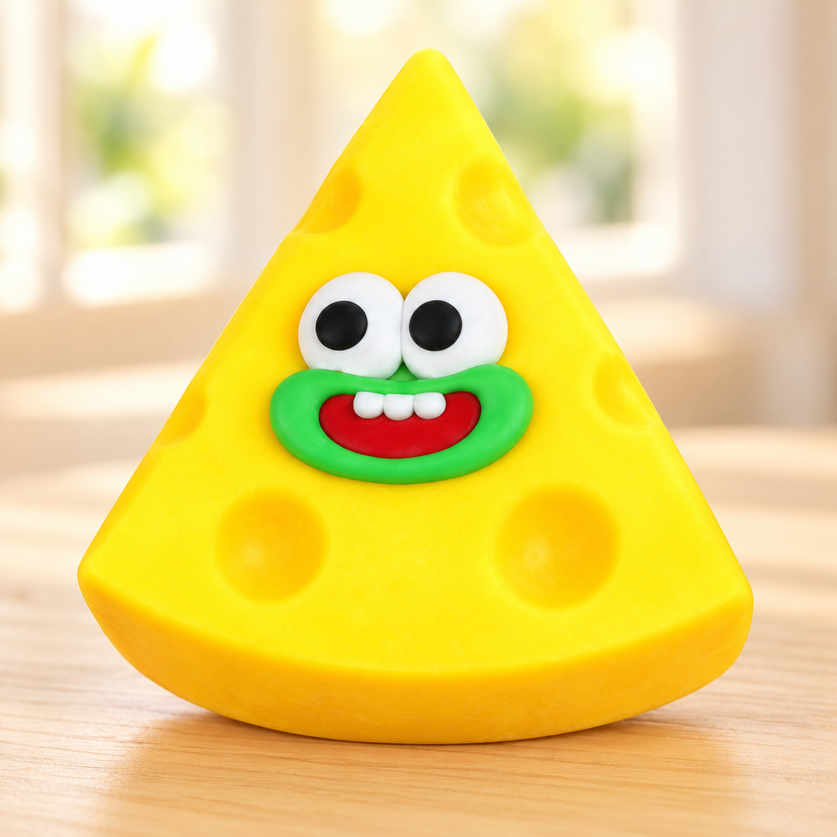 Cheese Wedge Crunchy Squishy Toy with a Yellow Triangle and Funny Face · mproduct-d6b92691bc125745a027