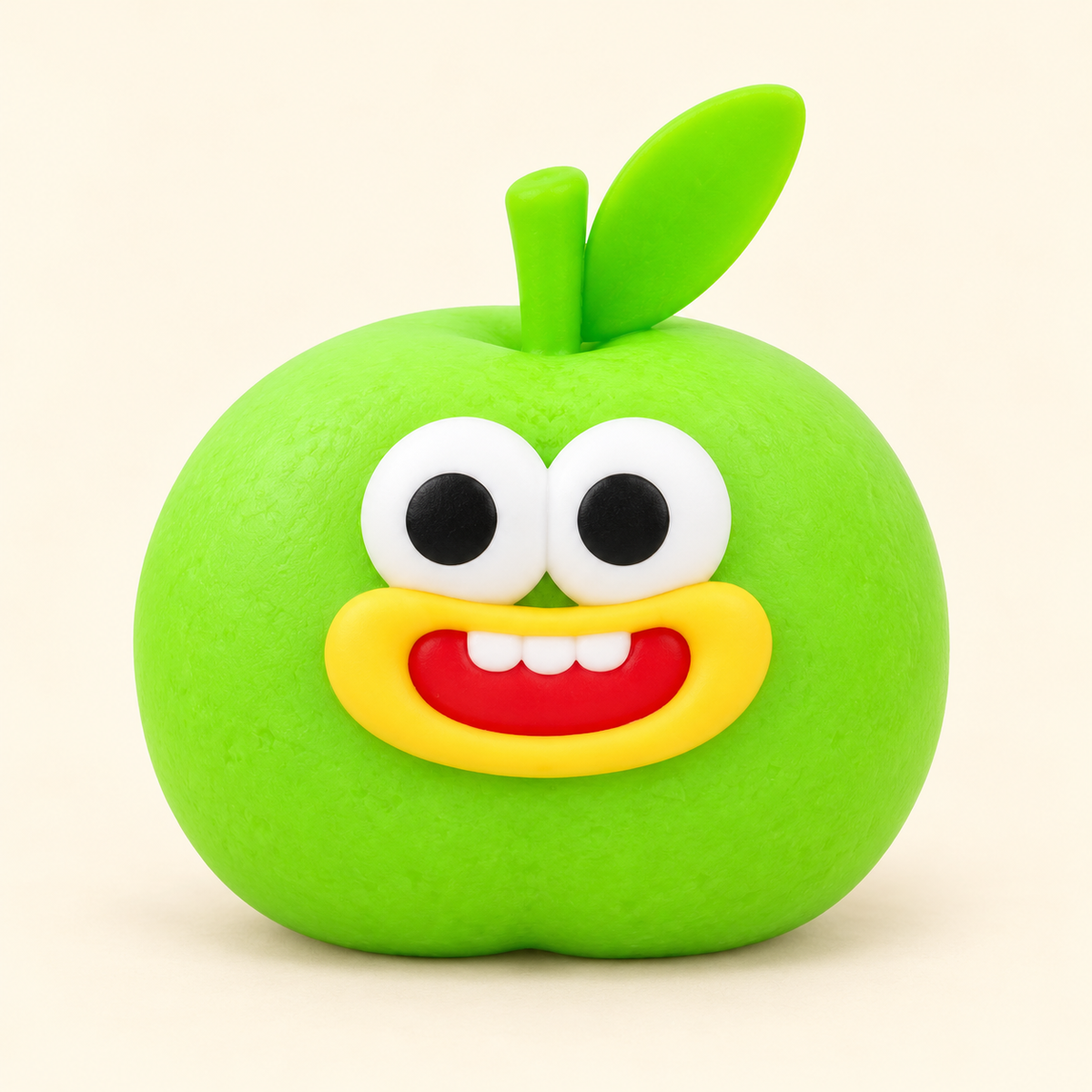 Green Apple Crunchy Squishy Toy with a Stem and a Funny Face · mproduct-d80f73d8a6122fccf6a4