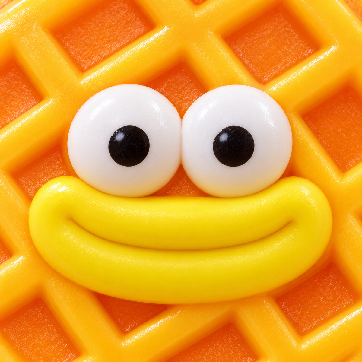 Waffle Crunchy Squishy Toy with a Golden Grid Texture and Funny Face · mproduct-d8361f5b85523d10872c
