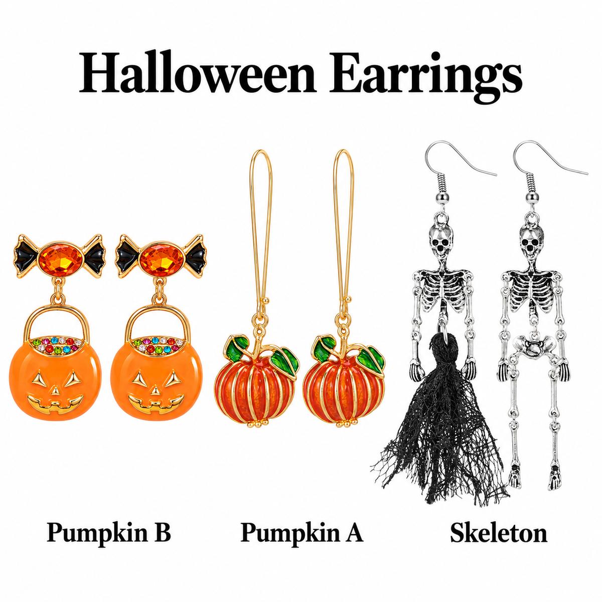 Halloween Pumpkin Skeleton Earrings Collection · mproduct-da4d93e10a9e951679f2