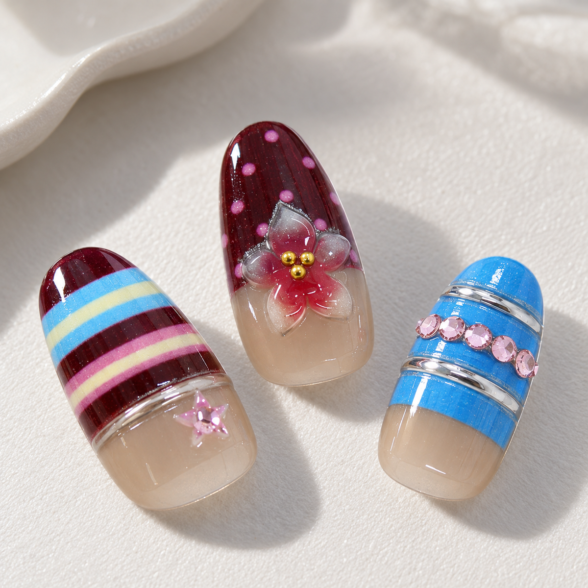 Dopamine Bloom Stripe Press On Nail Set · mproduct-dceefd990974a2e93f40