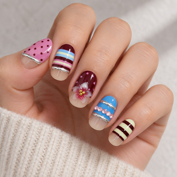 Dopamine Bloom Stripe Press On Nail Set · mproduct-de20dea9cd6804ba3280