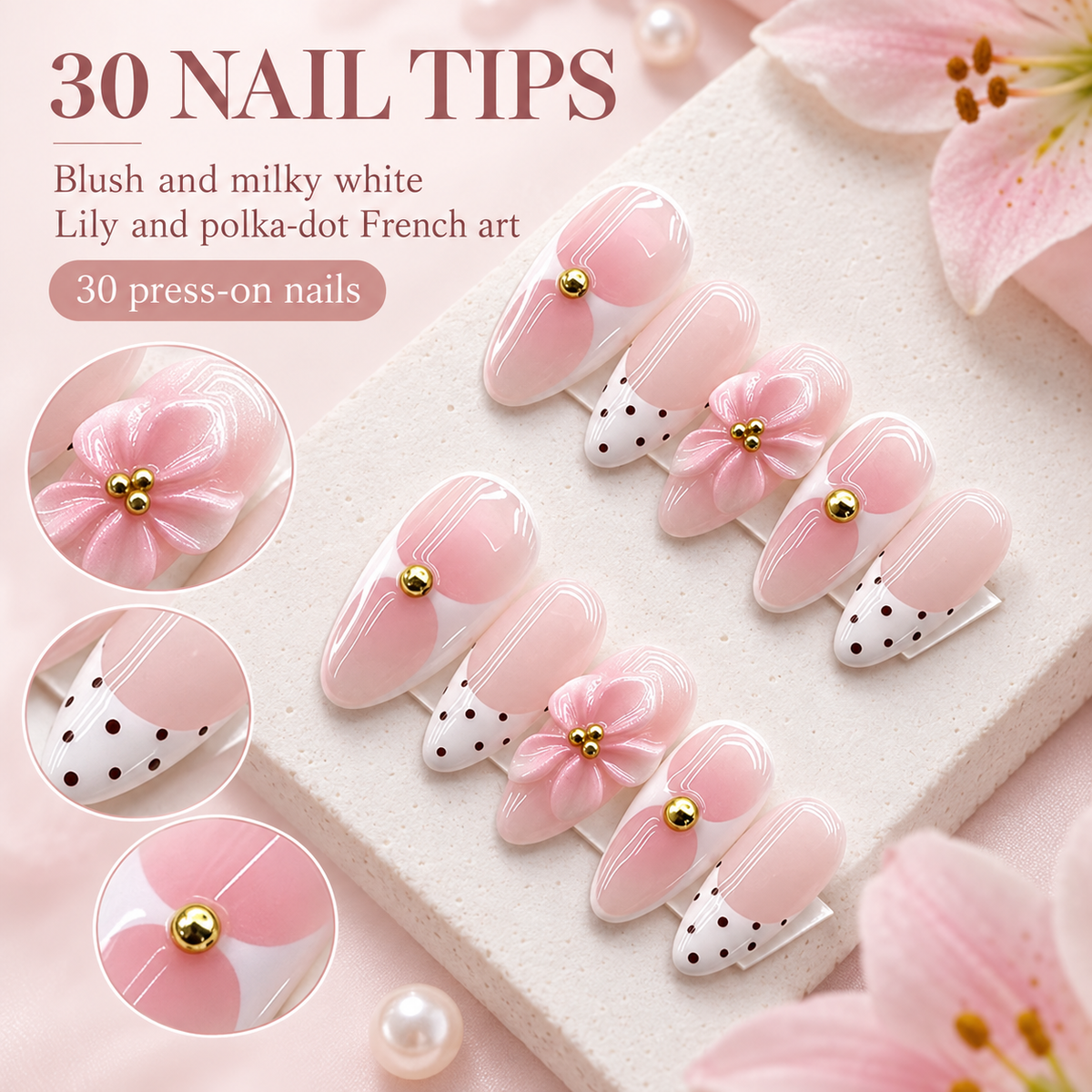 Blush Lily Polka Dot French Press On Nail Set · mproduct-e019b7f204b86f3e6a6c