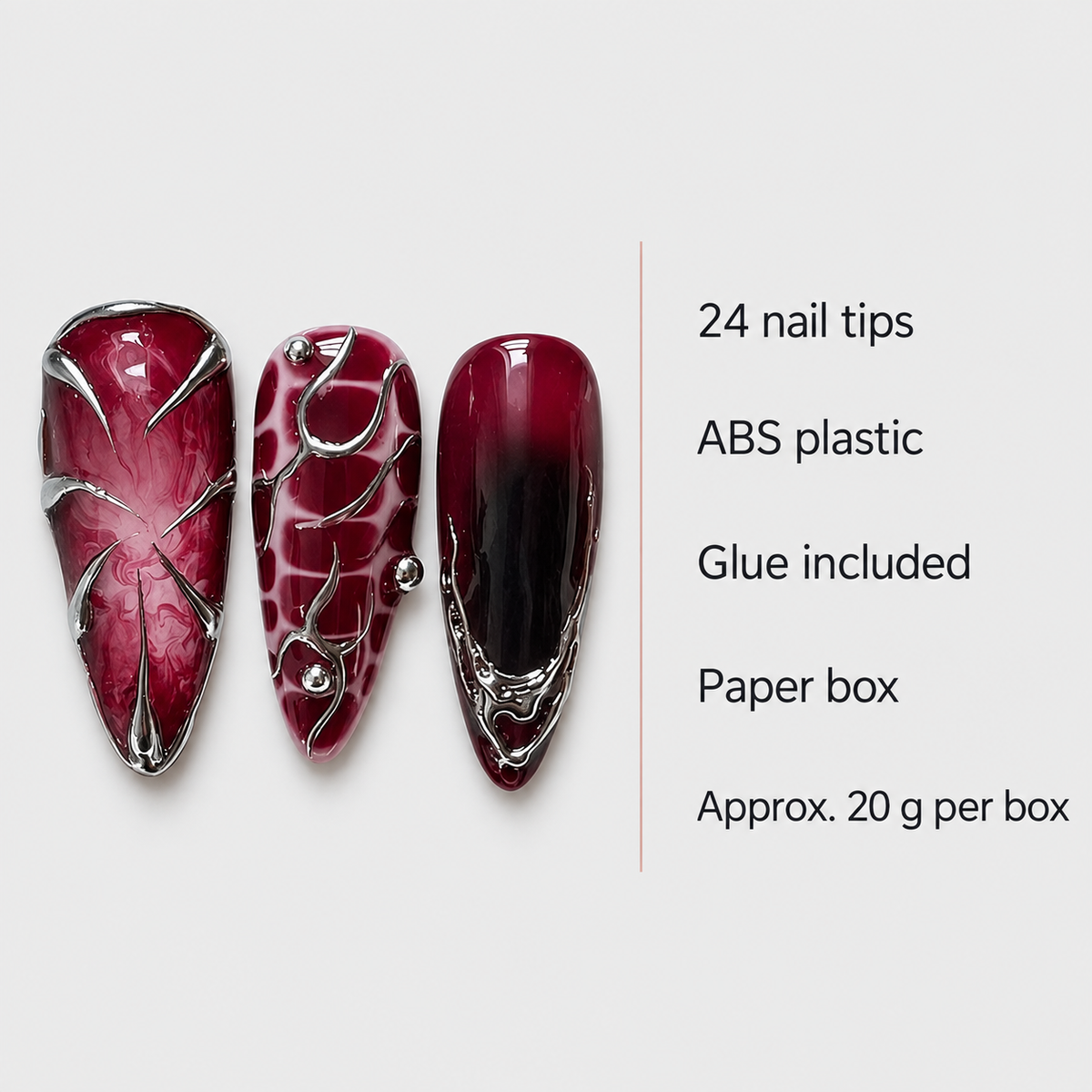 Dark Red Punk Press-On Nails · mproduct-e10849059ae799712c7f