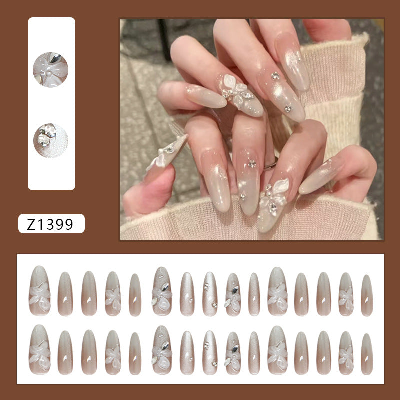 Iced Tea Pear Blossom Cat Eye Press On Nail Set · mproduct-e345119bb1f485fa9b36