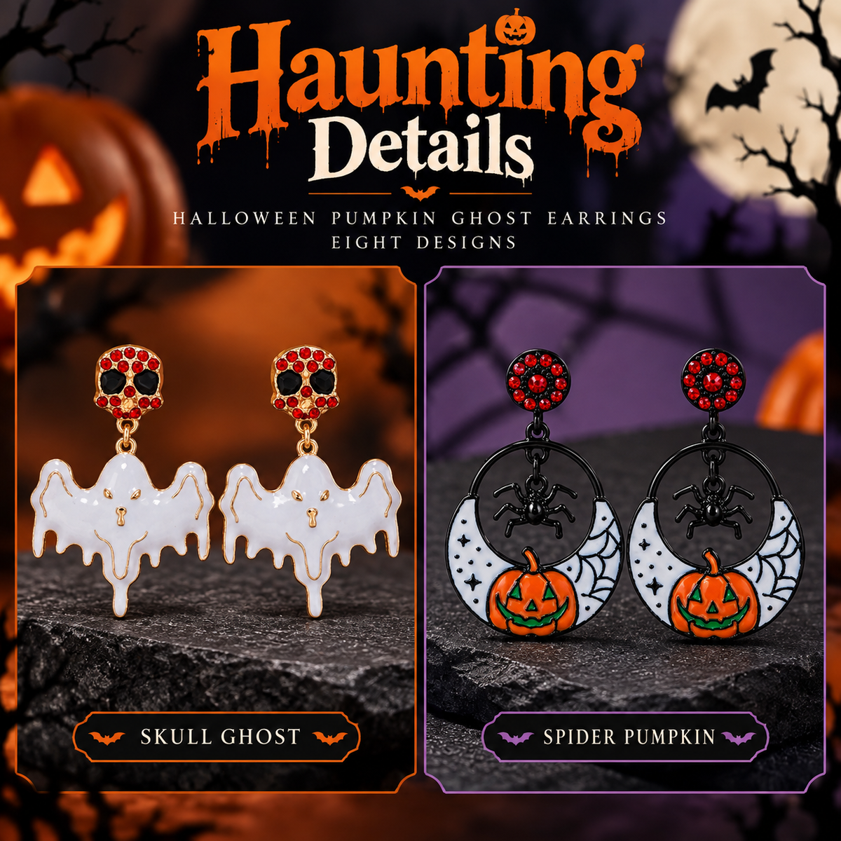 Halloween Pumpkin Ghost Earrings Eight Designs · mproduct-e46e095322653408d152