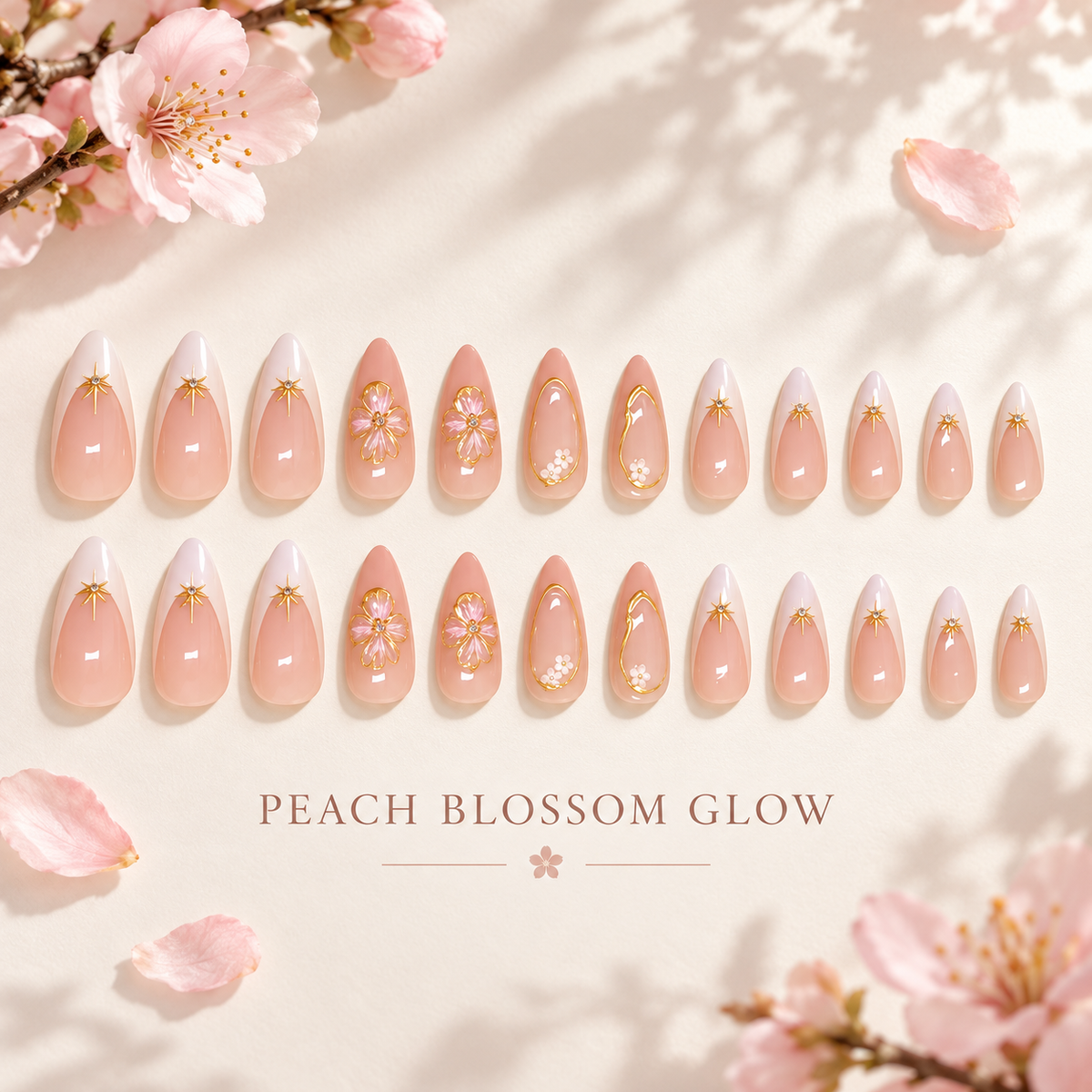 Peach Blossom Crystal French Press On Nail Set · mproduct-e55b084cbedf95415fec