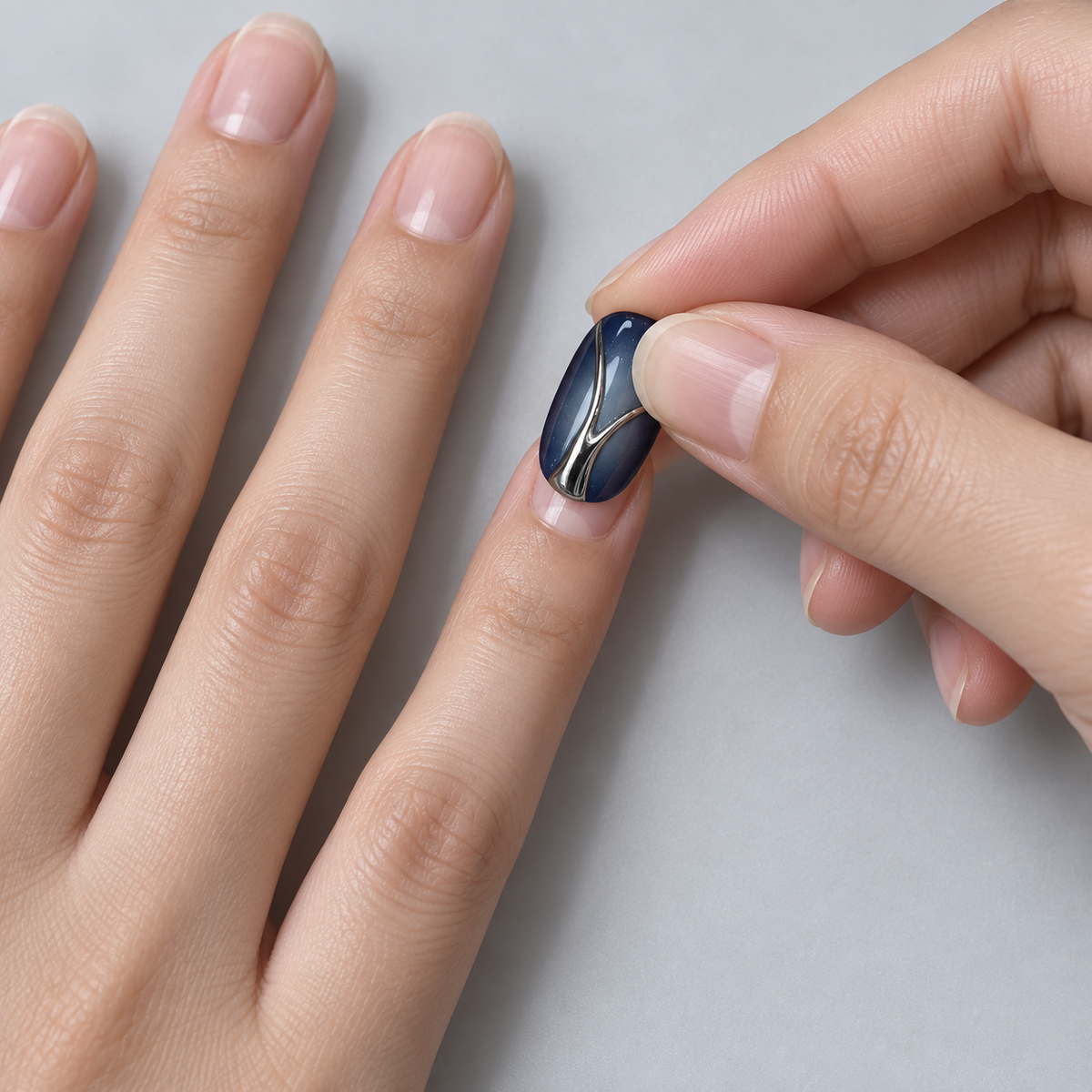 Midnight Silver Starry Wave Press On Nail Set · mproduct-e81305e85b977ec867fe