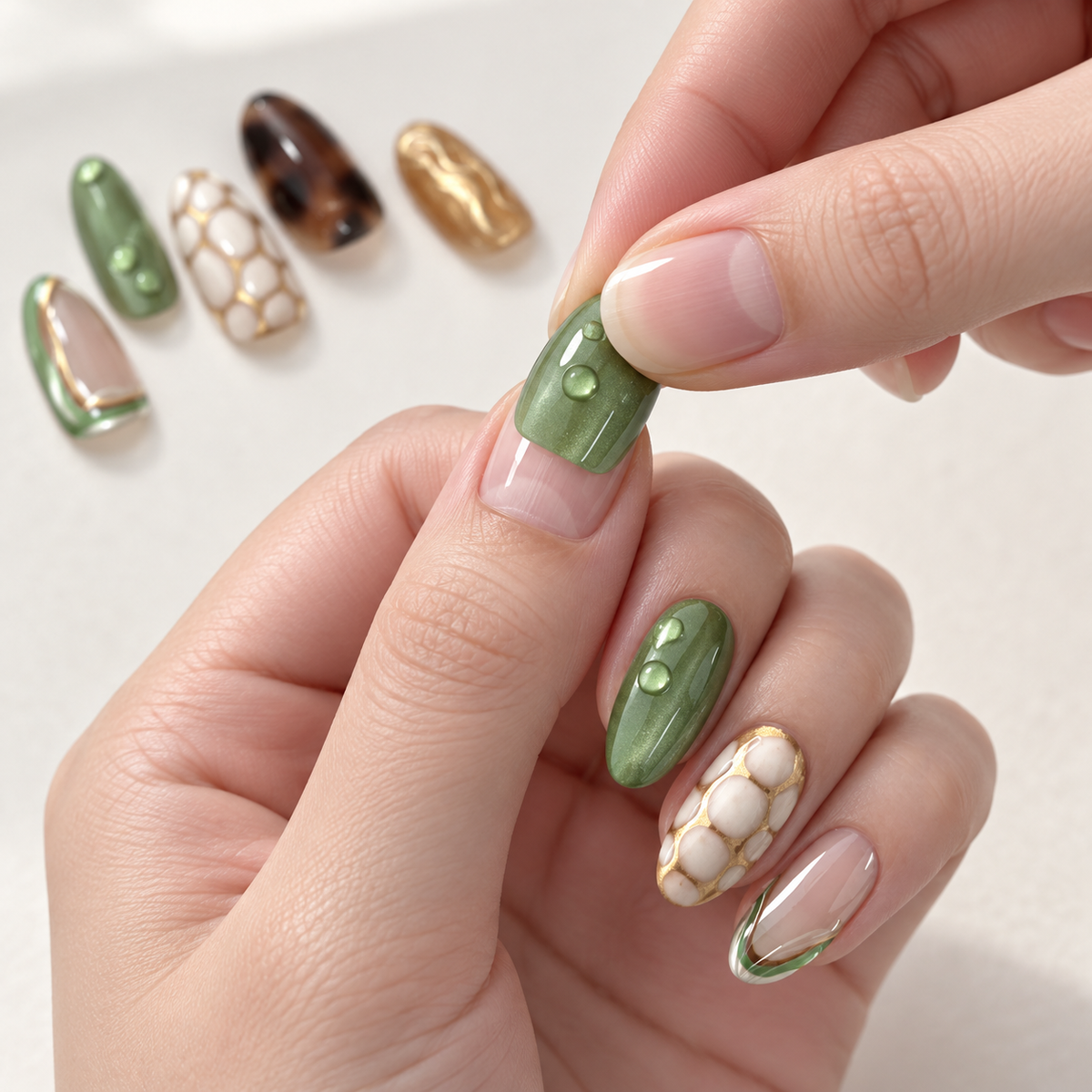 Gilded Emerald Cat Eye Press On Nail Set · mproduct-e8b70c70e18decfda3b9