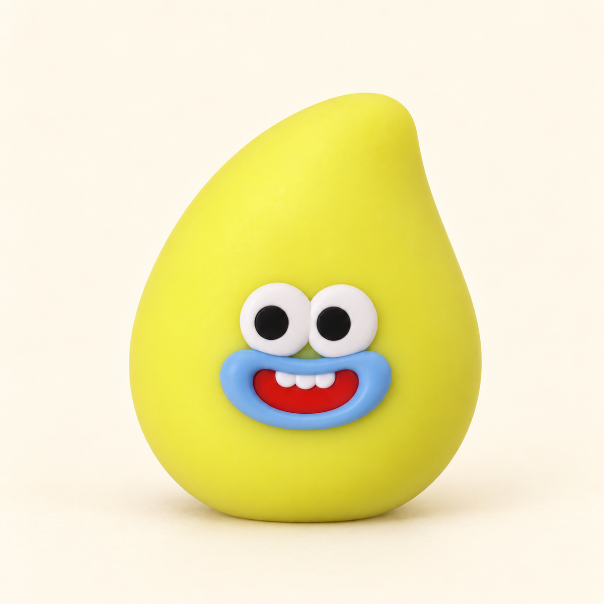 Yellow Mango Squishy Toy with a Rounded Shape and Funny Face · mproduct-e9842c625ab8bea79472