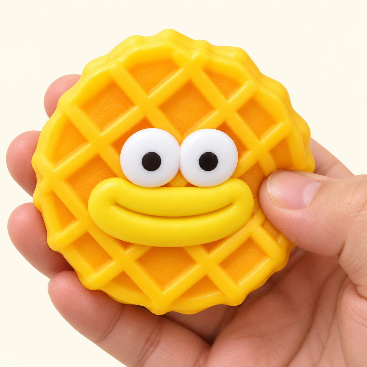 Waffle Crunchy Squishy Toy with a Golden Grid Texture and Funny Face · mproduct-ec26e499c8bb91db26d3
