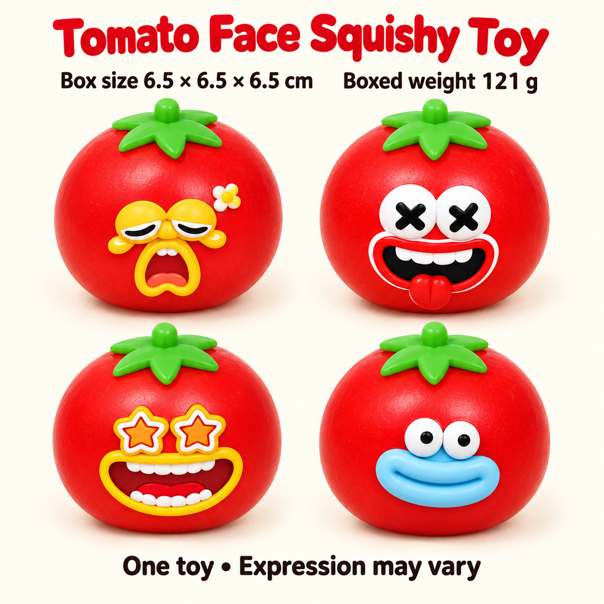 Tomato Crunchy Squishy Toy with a Green Leaf Top and Funny Face · mproduct-ed5f6eef89a2c63171d0
