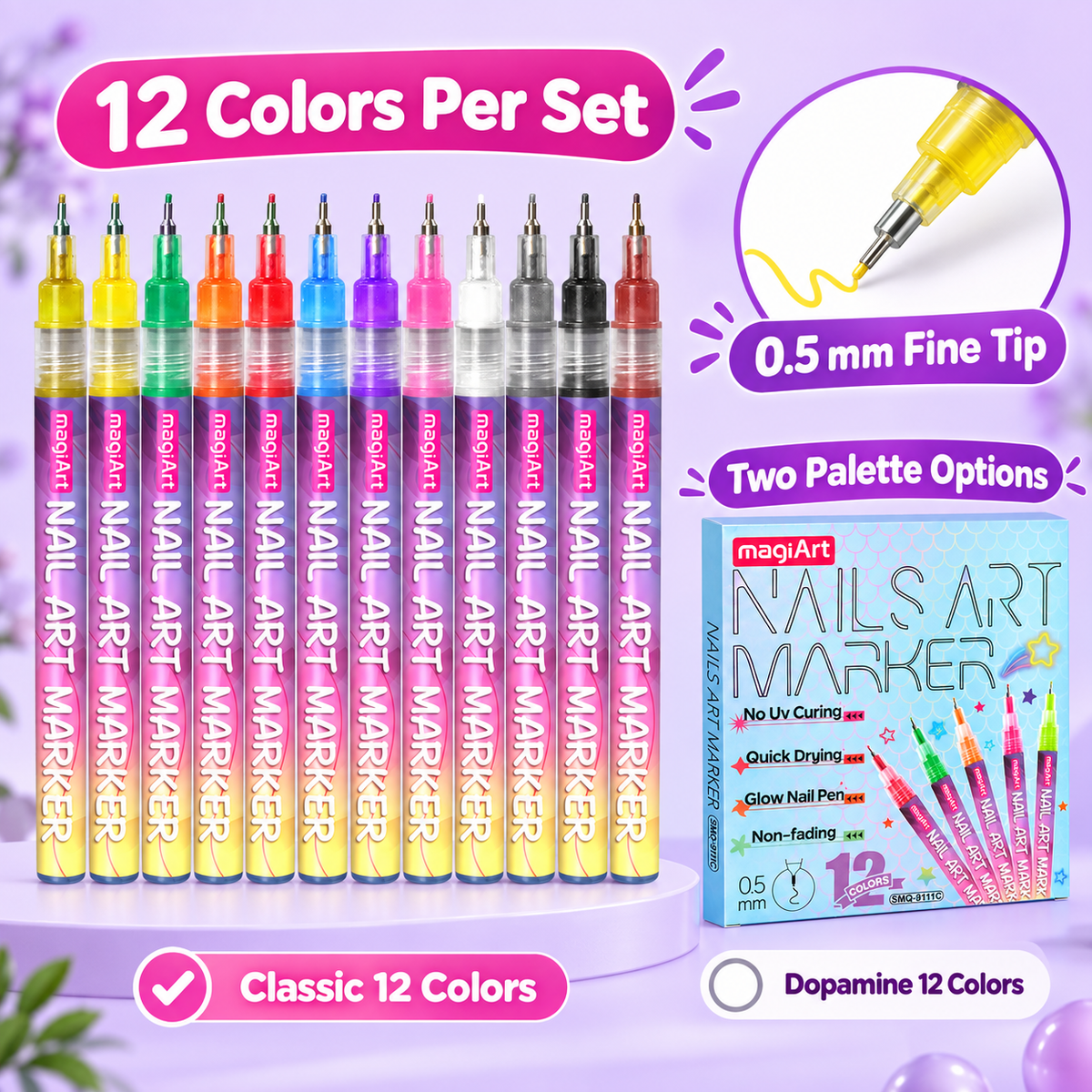 12 Color Nail Art Paint Marker Set, Classic or Dopamine Palette · mproduct-ee2886f874190116420b