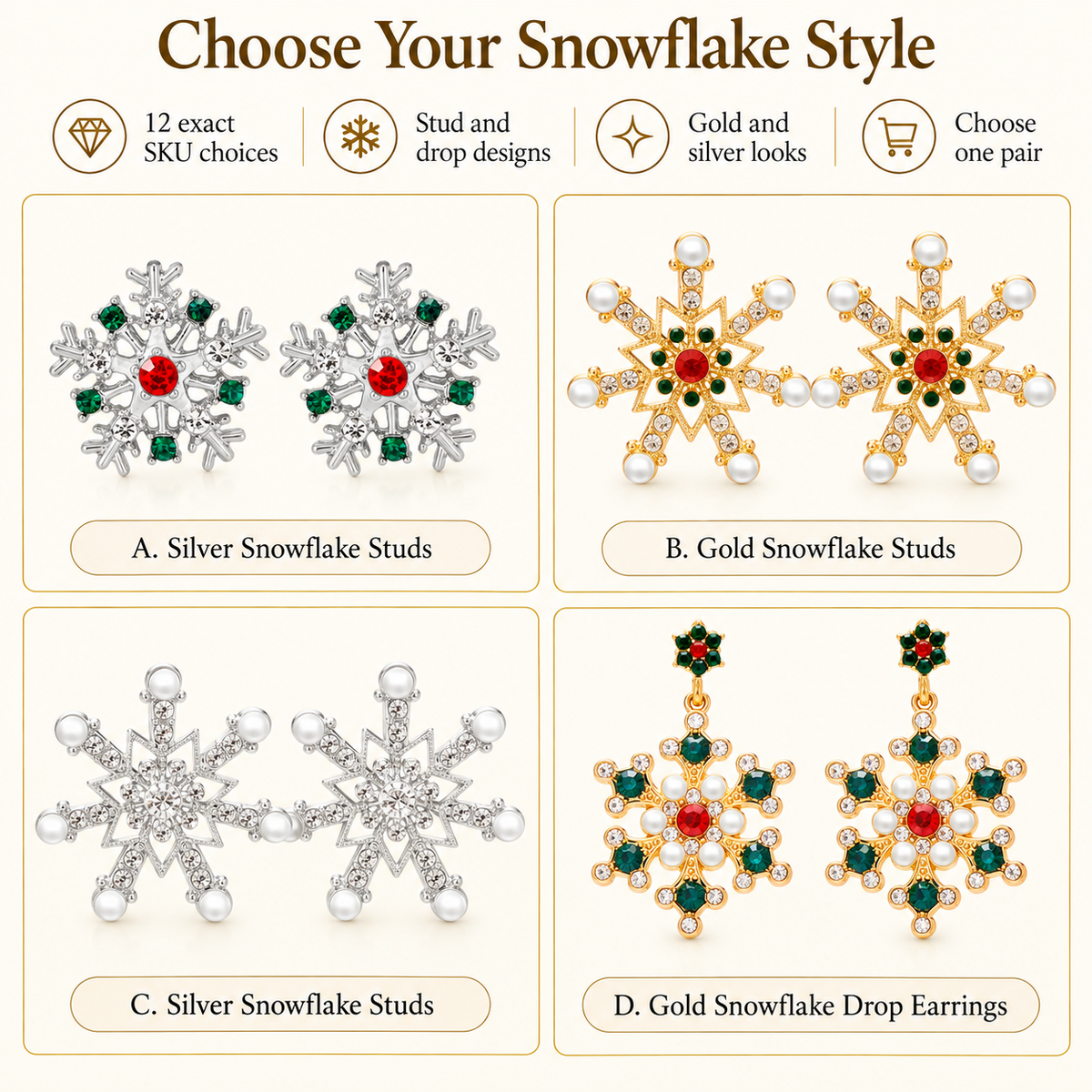 Christmas Rhinestone Earrings Collection Twelve Styles · mproduct-f04f6eac0afba3f251eb
