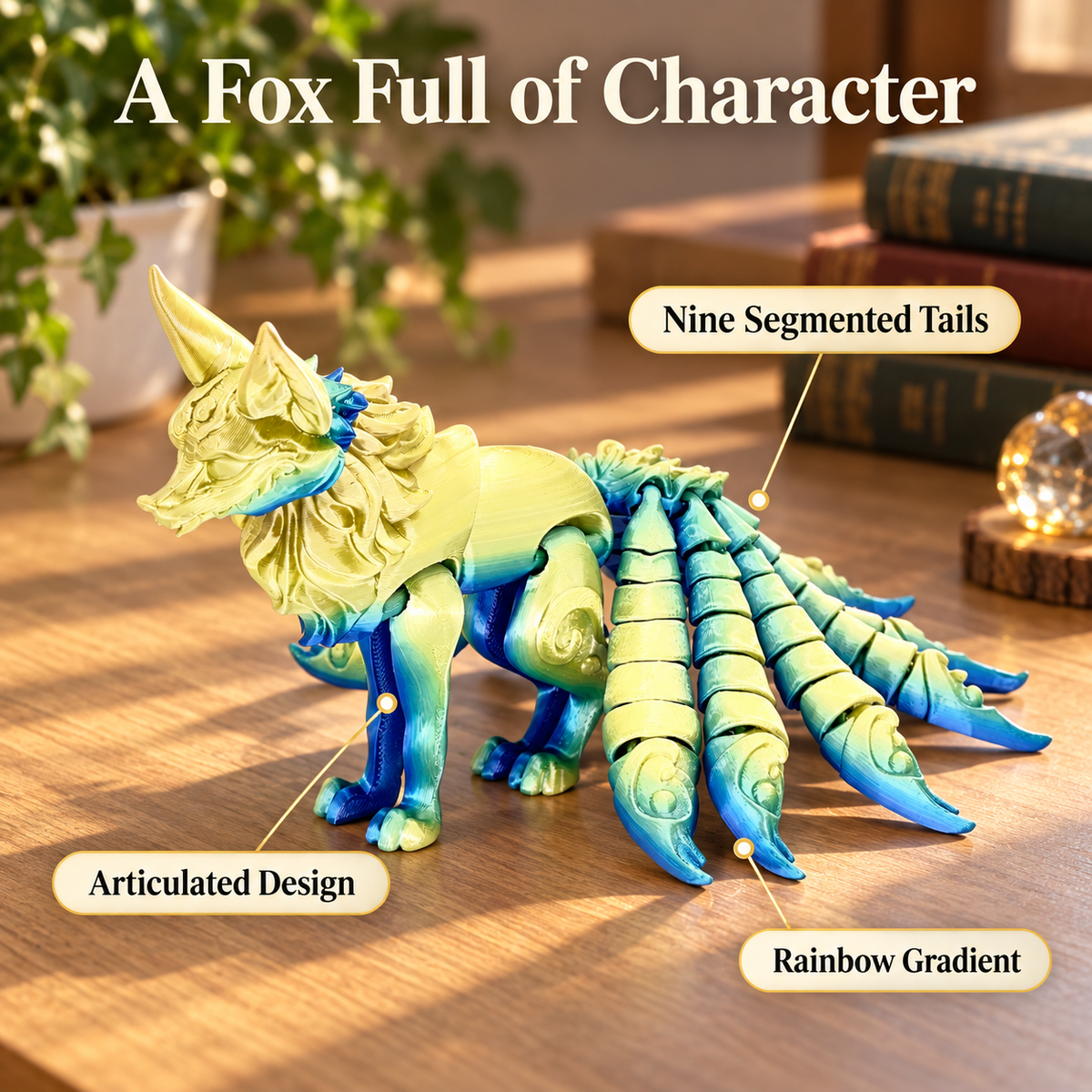 Articulated Rainbow Nine-Tailed Fox – 23 cm · mproduct-f0962963f5e139e23418