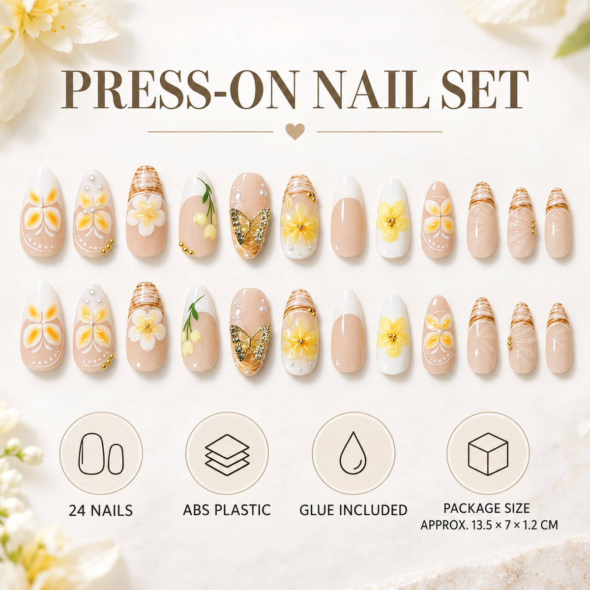 Creamy Butterfly Lily Pearl Press On Nail Set · mproduct-f1932d87c46f15f7bdb4
