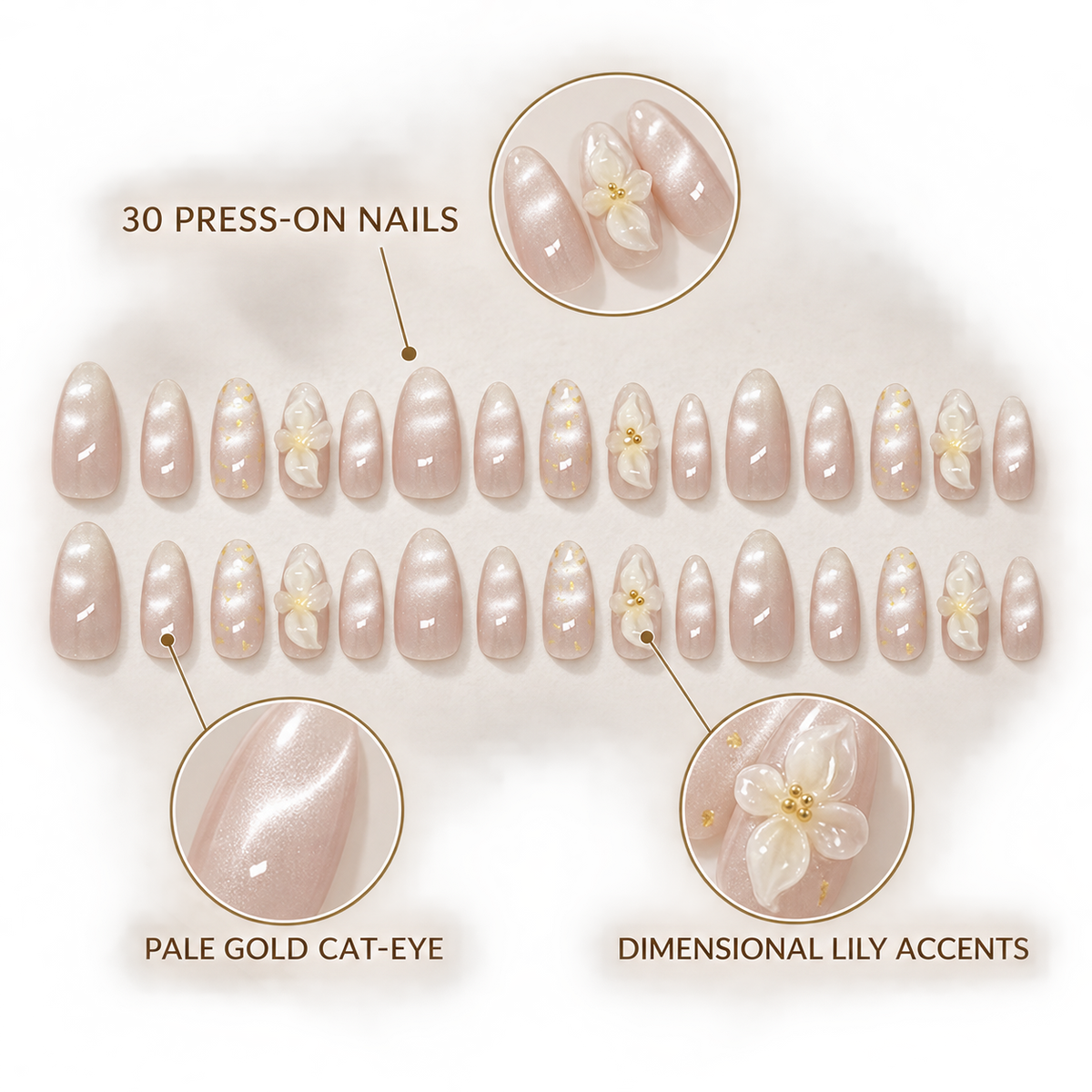 Pale Gold Ice Lily Cat Eye Press On Nail Set · mproduct-f24aa9d8dc5e71450d0c
