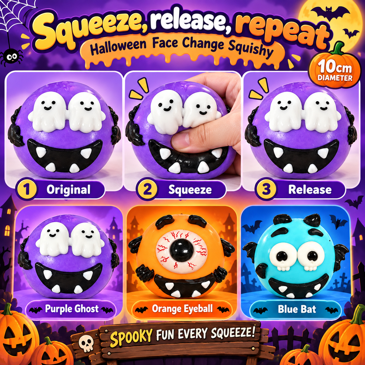 Halloween Face Change Squishy 10 cm Three Colors · mproduct-f44063c500beee0b22da