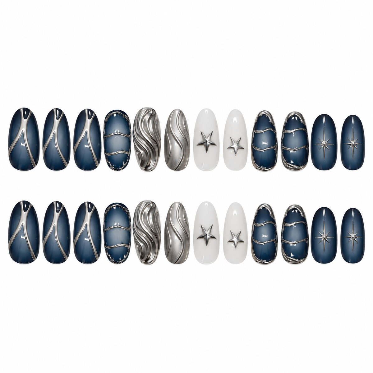 Midnight Silver Starry Wave Press On Nail Set · mproduct-f660cd52ff85ff40d2ac