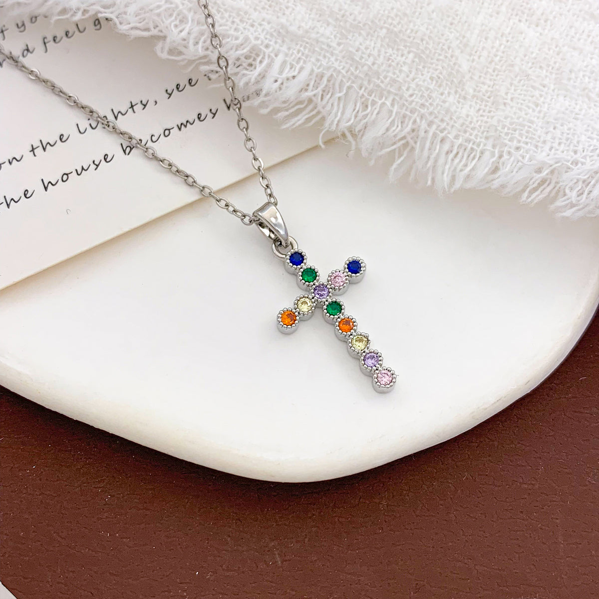 Faceted Stone Cross Necklace · mproduct-f808795d6f36a8a63578