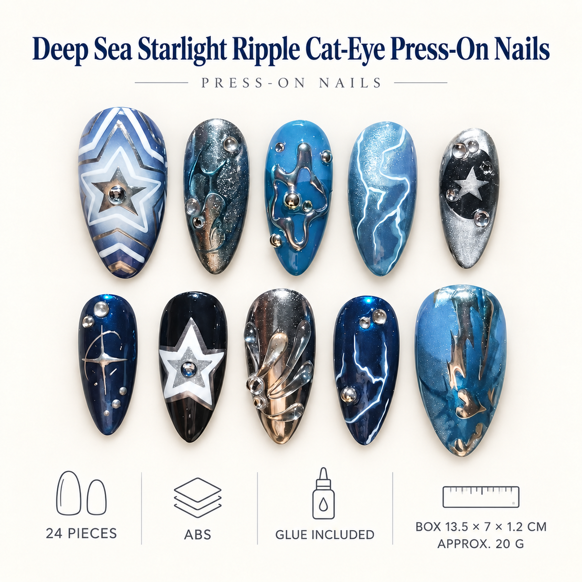 Deep Sea Starlight Ripple Cat Eye Press On Nail Set · mproduct-f887f2a67a9287860070