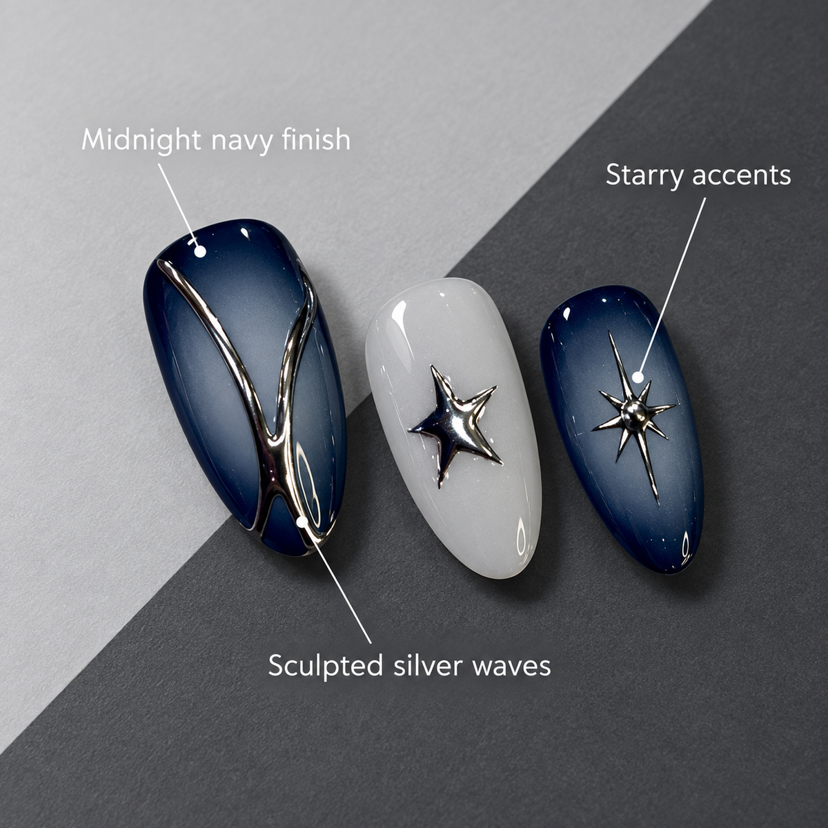 Midnight Silver Starry Wave Press On Nail Set · mproduct-fb9c87c66bf140da8704