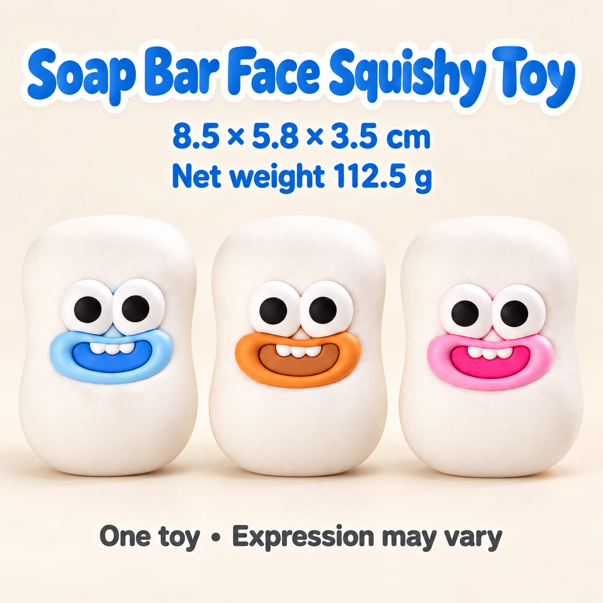 Soap Bar Crunchy Squishy Toy with a White Rounded Shape and Funny Face · mproduct-fecb08f6ed078dbb009f