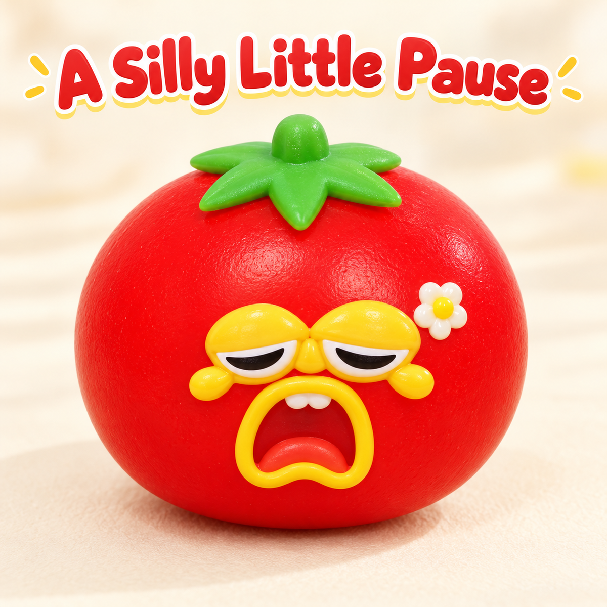Tomato Crunchy Squishy Toy with a Green Leaf Top and Funny Face · mproduct-ff18e3a35ab2009cc8bd