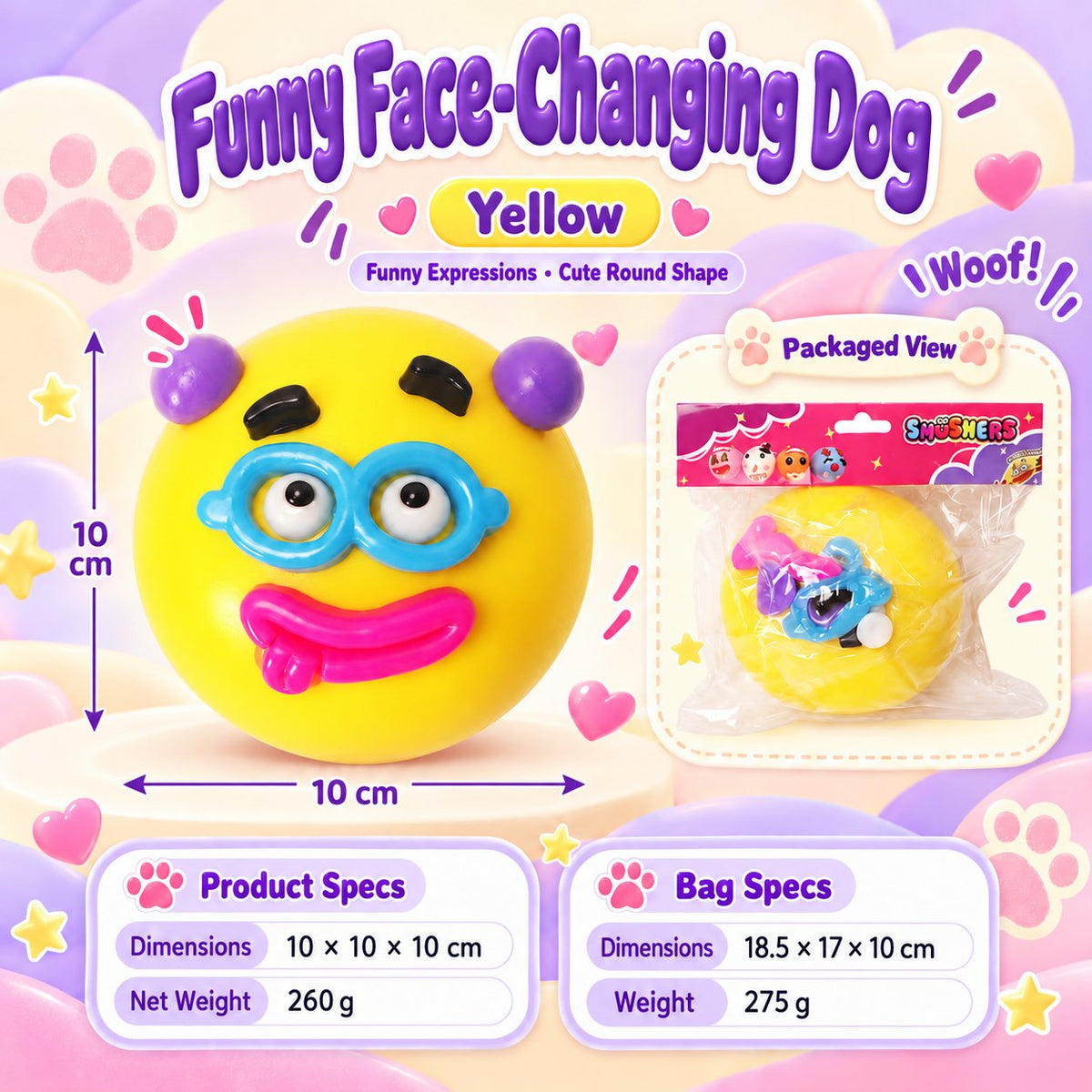 Funny Dog Face Change Squishy 10 cm Five Colors · mproduct-ffa7a80563648623a027