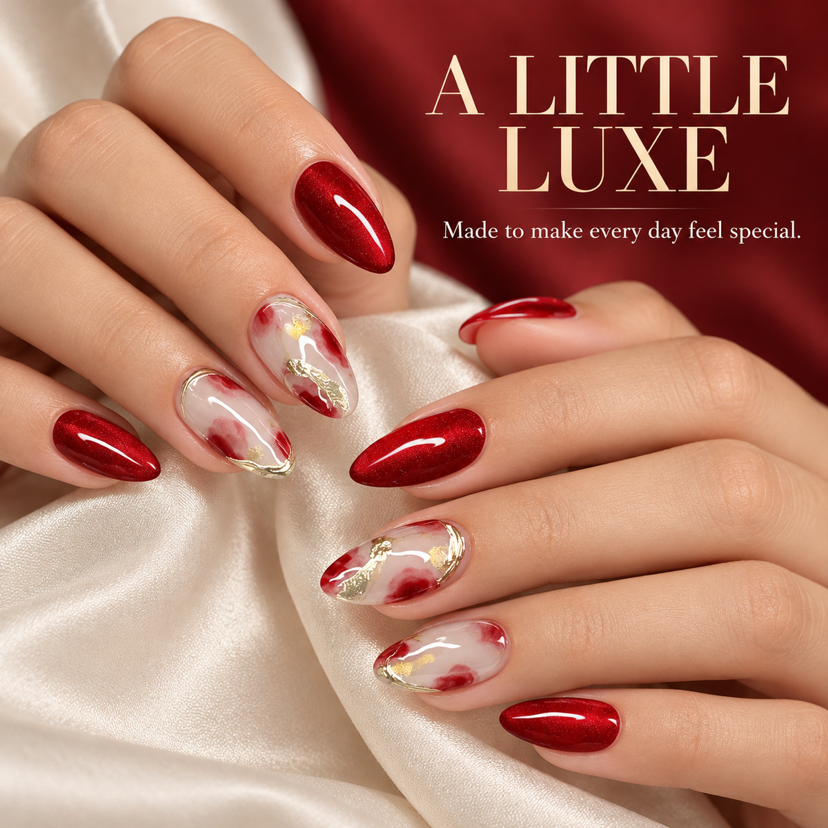 Crimson Gilded Cat Eye Press On Nail Set — product image 4