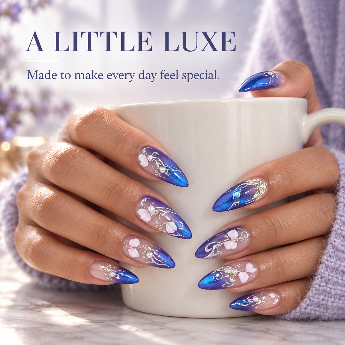 Dream Butterfly Cat Eye Silver Press On Nail Set