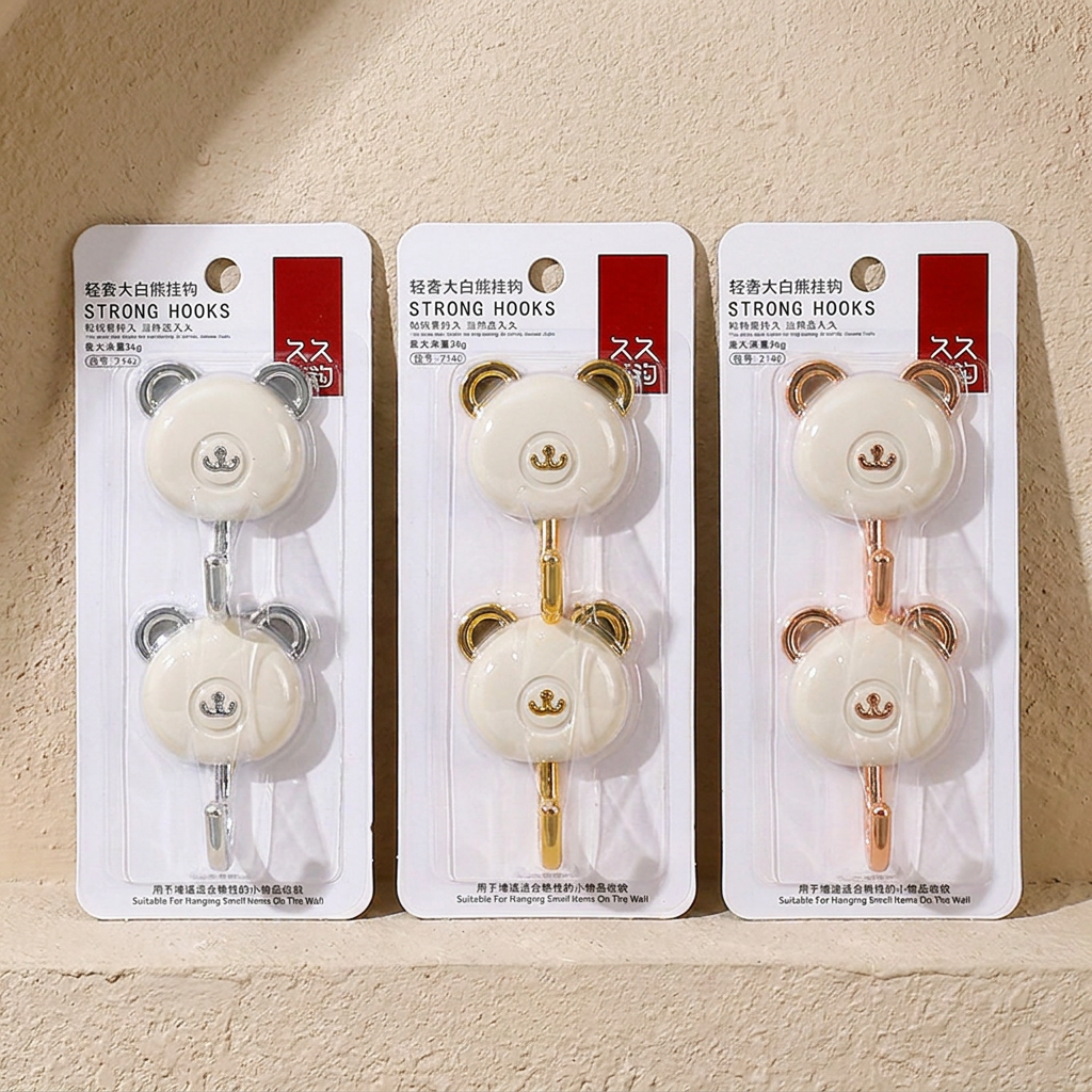2-Pack Plastic White Bear Hooks